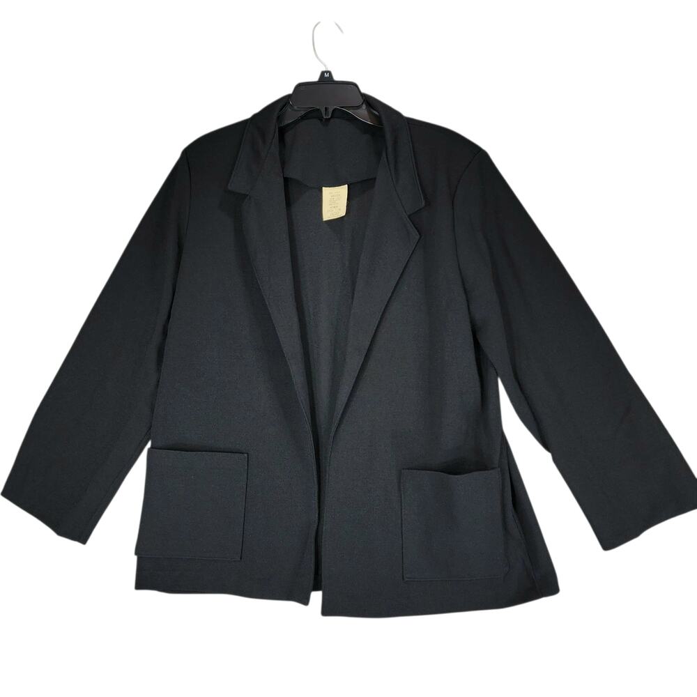 Vtg Sears Blazer‎ Suit Jacket sz 38 Women Black Open Pockets Polyester Wool USA